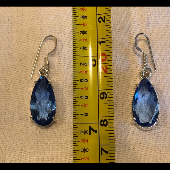 Blue Teardrop Earrings - Picture 3 of 3